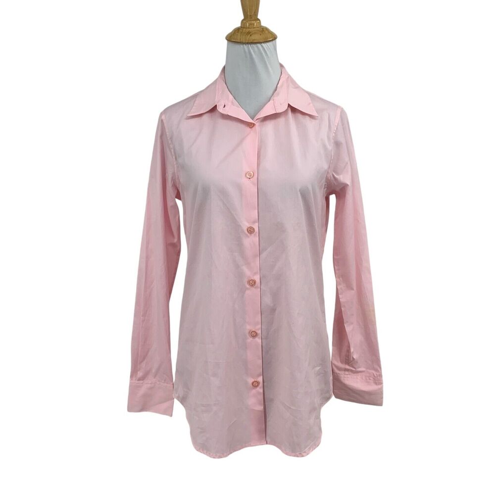 Barneys New York Shirt Womens 8 Lt Pink Cotton Button Up Oxford Tailored *READ
